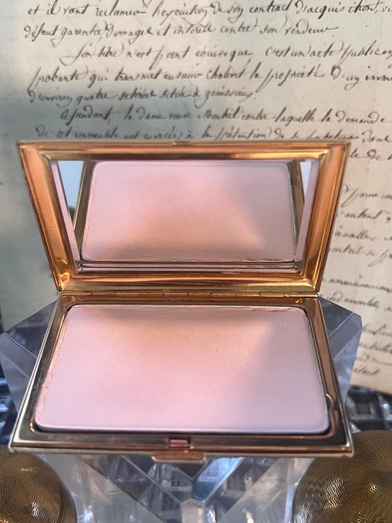 Elizabeth Arden Mid Century Moden Compact. Channel-set sapphire crystals, Swiss Made. ‘Mad Men’ era chic! Custom fill service available. View 5