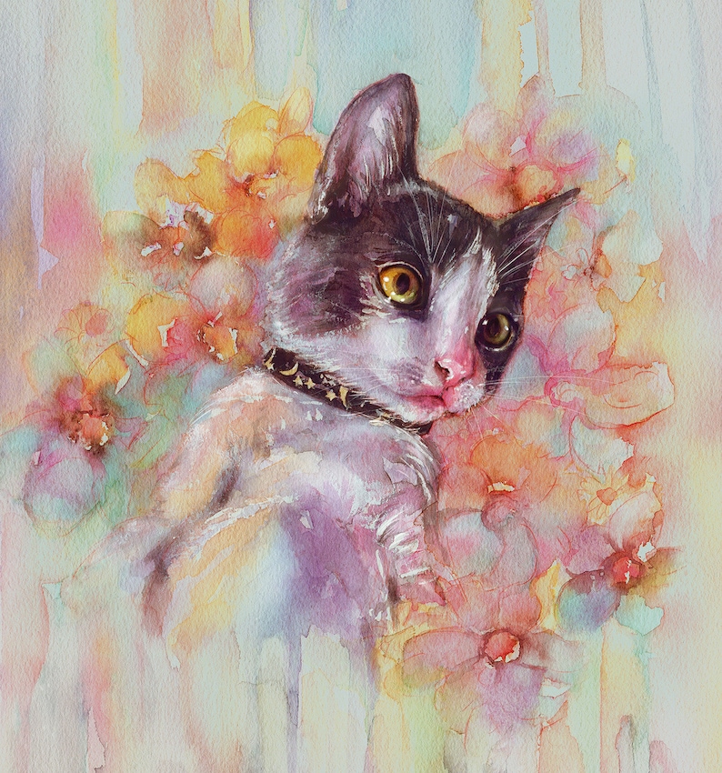 Mini Pet Portrait Handmade Watercolor Custom Pet Portrait From Photo ...