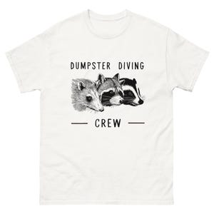 DUMPSTER DIVING CREW T-shirt, Funny Raccoon Shirt, Raccoon Lover Gift, Trash Panda Apparel, Cute Animal Graphic Tee