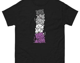 Asexual Cat Stack T-Shirt | Ace Pride Kitties | Asexual Pride Flag Colors | LGBTQIA Tee | Cute Kitten Lover Gift for Asexuals
