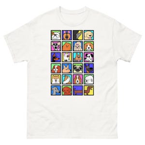 Cute Dog Breeds T-Shirt | Colorful Cartoon Canine Grid Tee | Dog Lover Gift | Pet Owner Apparel