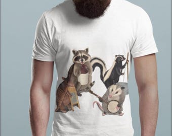 Skogsdjur som spelar instrument T-shirt naturmusikkonst