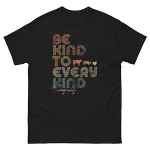 BE KIND to every KIND T-Shirt, Vegan Animal Rights Tee, Retro Vegetarian Shirt, Compassionate Lifestyle Gift