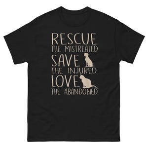 Rescue Save Love T-Shirt | Animal Rescue Tee | Pet Adoption Shirt | Shelter Animal Support | Animal Lover Gift | Humane Advocate