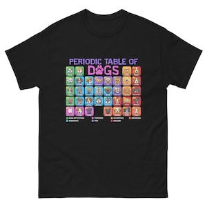 Periodiek Systeem van Honden T-Shirt - Grappige Hondenras Wetenschap Tee - Hondenliefhebber Cadeau - Leuke Honden Elementen Tabel