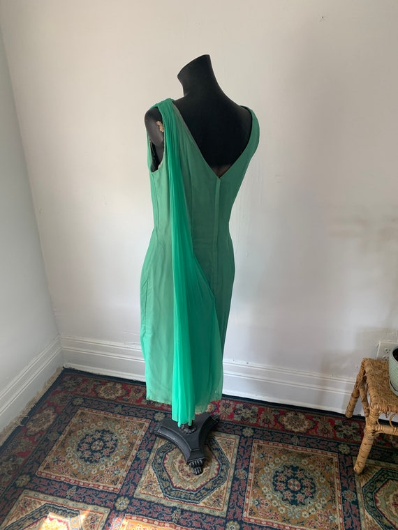 60's Goddess Seafoam Green Cocktail Dress - image 4