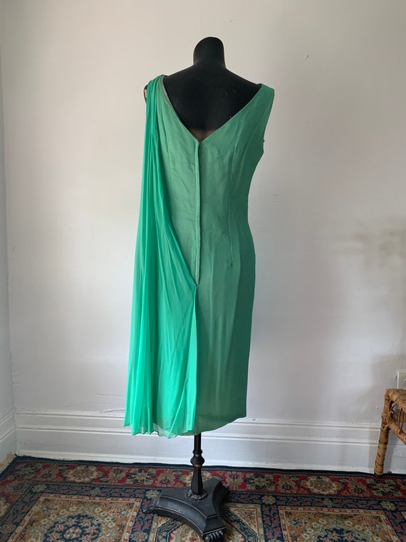 60's Goddess Seafoam Green Cocktail Dress - image 6