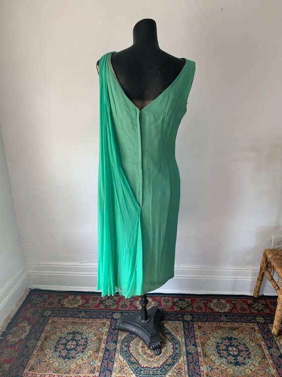60's Goddess Seafoam Green Cocktail Dress - image 5