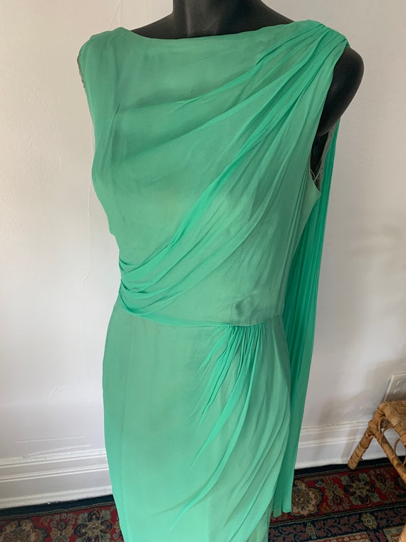 60's Goddess Seafoam Green Cocktail Dress - image 7