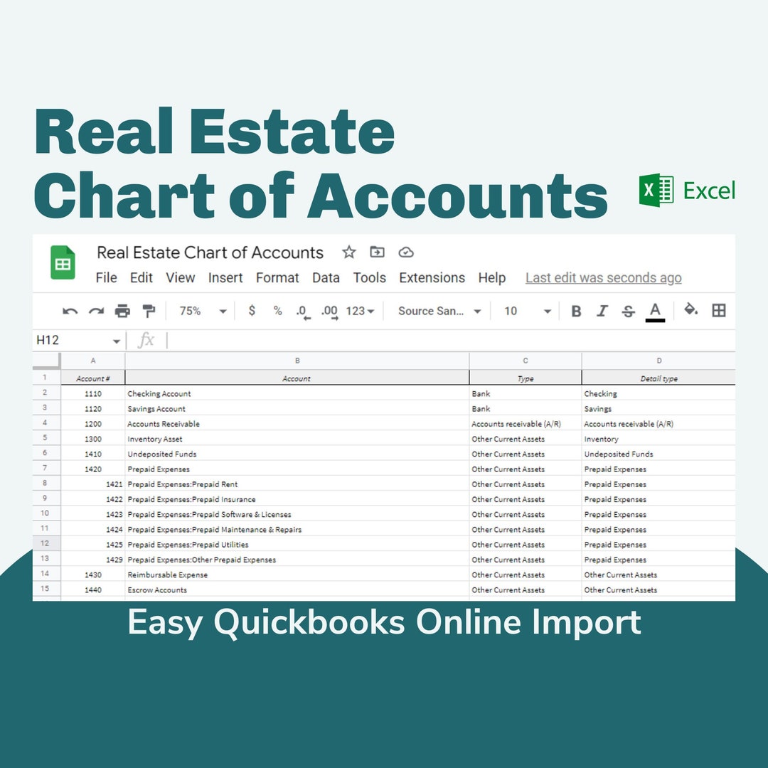 Business Chart Of Accounts Chart Of Accounts Template Real Estate Chart Of Accounts Small