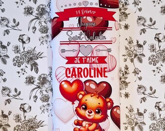 Tablette de chocolat personnalisée Saint-Valentin expédition 24H.