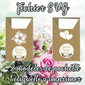 Fichier de découpe SVG pochette pour les larmes de joie mariage + 1 fichier boîte Smarties offert.