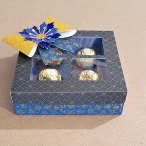 Fichier SVG Cricut / Silhouette / Brother fichier de découpe boîte 4 Ferrero Rochers et son noeud décoratif