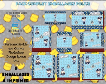 Emballages friandises PNG prêts à imprimer POLICE