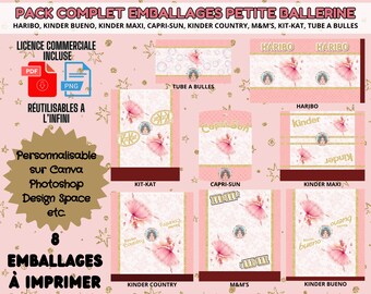 Emballages friandises prêts à imprimer Petite Ballerine PDF / PNG