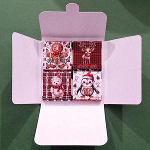 Fichier SVG / fichier de découpe coffret 4 chocolats carrés 3 ou 4 cm + 4 étiquettes chocolat