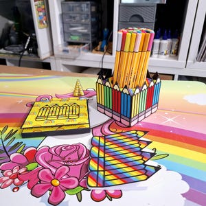 Fichier SVG Cricut / Silhouette / Brother set école (carnet porte stylo post it, pot à crayon et bloc note)