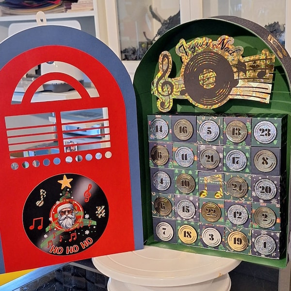 Fichier SVG / fichier de découpe calendrier avent Jukebox  / Jukebox advent calendar