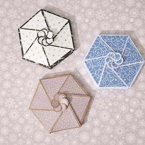 Fichiers de découpe SVG, Scanncut, Silhouette boîte hexagonale 4 mini Lindt Bonne Année 2024