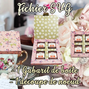 Fichier SVG / Brother / Silhouette Boîte cadeau pour carrés de chocolat + 1 fichier boîte Smarties offert.