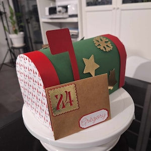 Fichier SVG / Silhouette / Brother /  fichier de découpe calendrier avent boîte aux lettres Noël, Christmas mailbox + un fichier offert