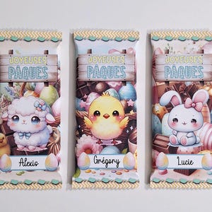 Emballage tablette de chocolat à personnaliser thème Pâques (3 modèles inclus) + fichier boîte