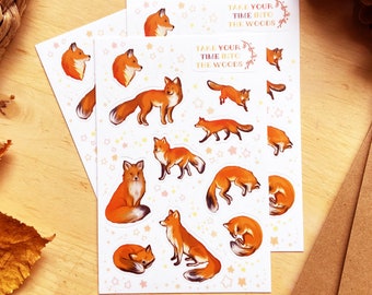 Sticker Sheet - Foxy Time | Stickers, Planner Stickers, Cute Stickers, Autumnal, Animal Stickers
