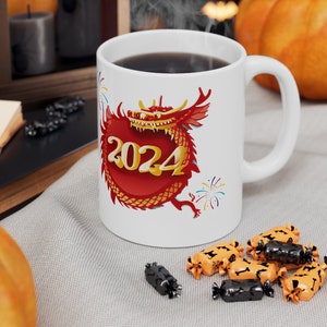 Chinese New Year of the Dragon Mug , Happy New Year Zodiac Lunar New Year Coffee Cup, Celebration Gift for Her Chinese New Year