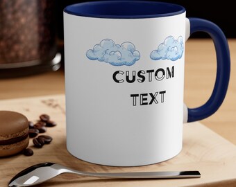 Tasse de célébration personnalisée Cloud, texte personnalisé avec des mots, tasse familiale assortie personnalisée, créez votre propre tasse, tasse à café personnalisée avec citation en céramique