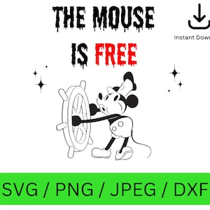 Mickey Mouse Steamboat Willie SVG PNG Instant Download, Digital Download Printable Design SVG for Cricut Cutting, Mickey jpeg, dxf, svg, png