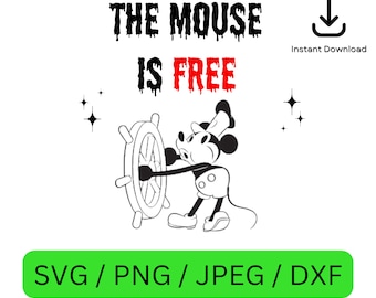 Mickey Mouse Steamboat Willie SVG PNG Instant Download, Digital Download Printable Design SVG for Cricut Cutting, Mickey jpeg, dxf, svg, png