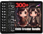 300+ Procreate Chibi Character Creator Stamps: Anime Brushes (Commercial Use)