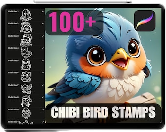 Procreate Chibi Bird Stamps: Kawaii Animal Brushes (Commercial Use) (Digital Download)