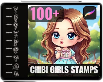 Procreate Chibi Girl Stamps: 100+ Anime Manga Brushes (Commercial Use)