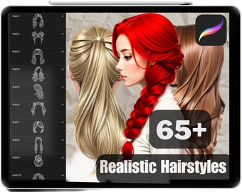 65+ Realistic Hairstyle Stamps: Procreate Brushes for Portraits