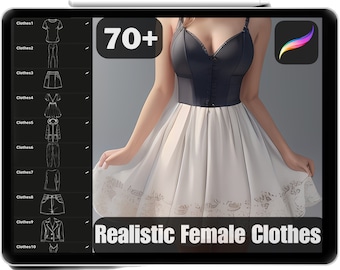 70 Procreate Female Clothes Stamps: Realistic Fashion Brushes
