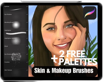 Procreate Skin & Makeup Brushes: Portrait Texture Brushes + Color Palettes