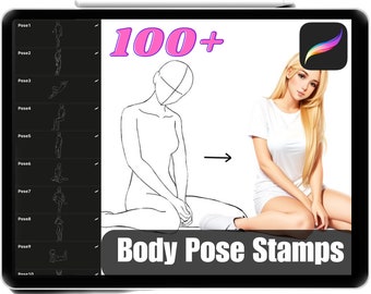 Procreate Body Pose Stamps: Male & Female Figure Brushes (Commercial Use)