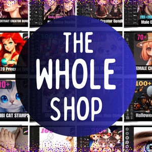 Procreate All In One Bundle, High Quality Stamps, Whole Shop In One Pack,Items, Chibi, Anime Realistic Brushes For Procreate, Commercial Use