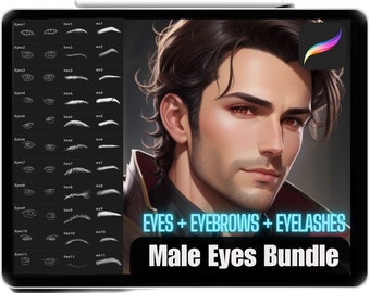 Procreate Male Eye Stamps: Realistic Portrait Brushes (Commercial Use)