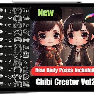 210 Procreate Chibi Character Creator Stamps Bundle, High Quality Chibi Stamps, Chibi Brushes, Commercial Use.