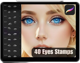 Realistic Eye Stamps for Procreate, Portrait Brush Set (Digital Download)