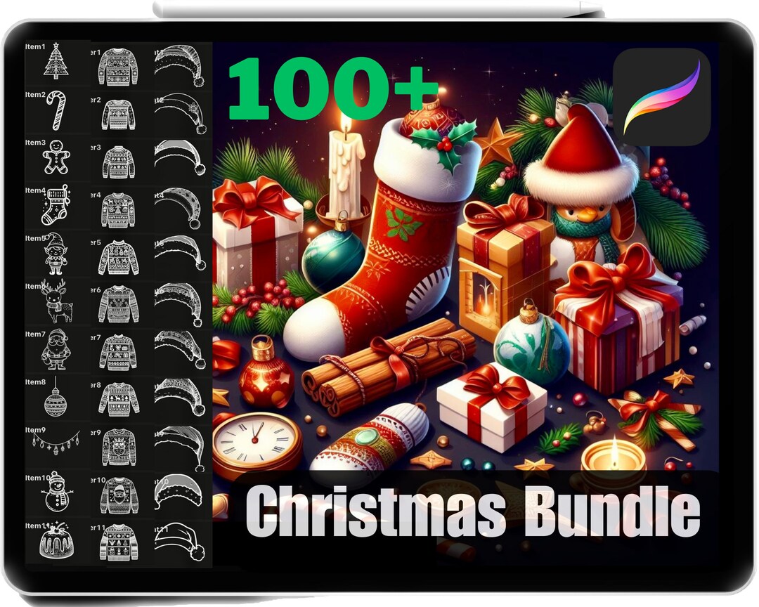 Procreate Christmas Stamps Bundle: Holiday Sweaters, Hats, Items ...