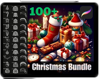 Procreate Christmas Stamps Bundle: Holiday Sweaters, Hats, Items (Commercial Use)