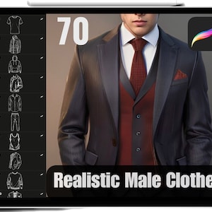 70 Procreate Male Clothes Stamps High Quality Male Realistic Clothes Brushes, Suits, Jackets, Hoodie, Jeans & Sports Wear, Commercial Use