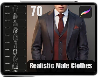 70 Procreate Male Clothes Stamps: Realistic Fashion Brushes (Commercial Use)