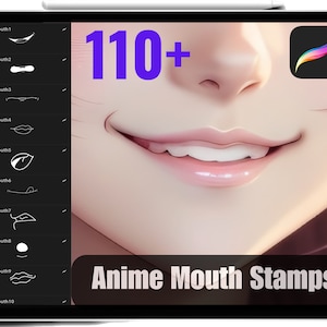 110+ Anime Mouths, Cartoon Mouths Procreate Stamps Female & Male High Quality for Manga Drawing iPad Procreate Easy Brushes Commercial Use