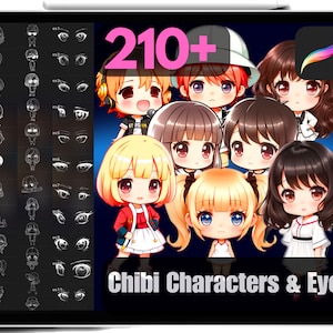 210+ Procreate Chibi Character Stamps & Anime Eyes Bundle, High Quality Ready To Use Chibi Stamps, Chibi Brushes Procreate, Commercial Use.