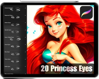 20 Princess Eye Stamps: Anime & Cartoon Style Procreate Brushes