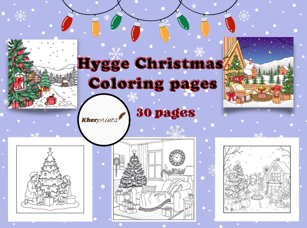 Hygge Christmas Coloring Pages Cozy Winter Scenes Relaxing Holiday ...